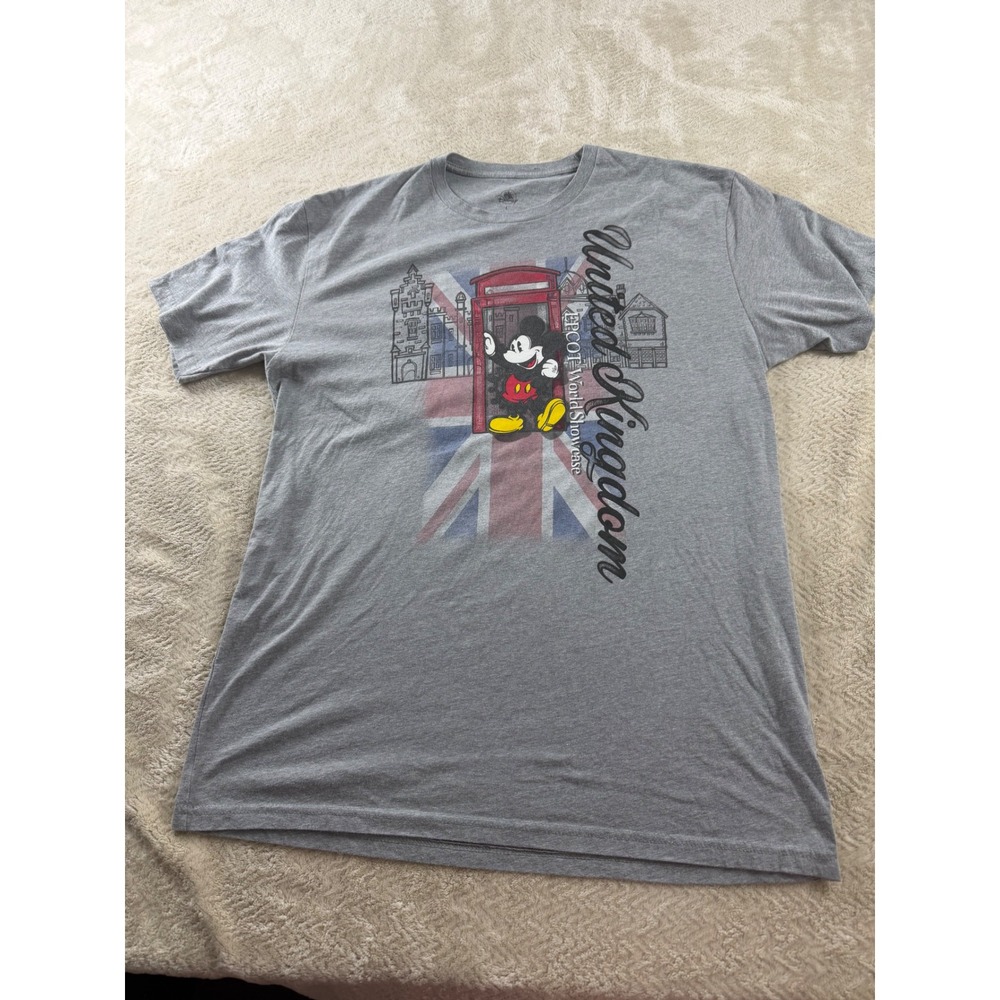 Disney Epcot World Showcase United Kingdom Mickey‎ Mouse Gray T-Shirt Mens Large